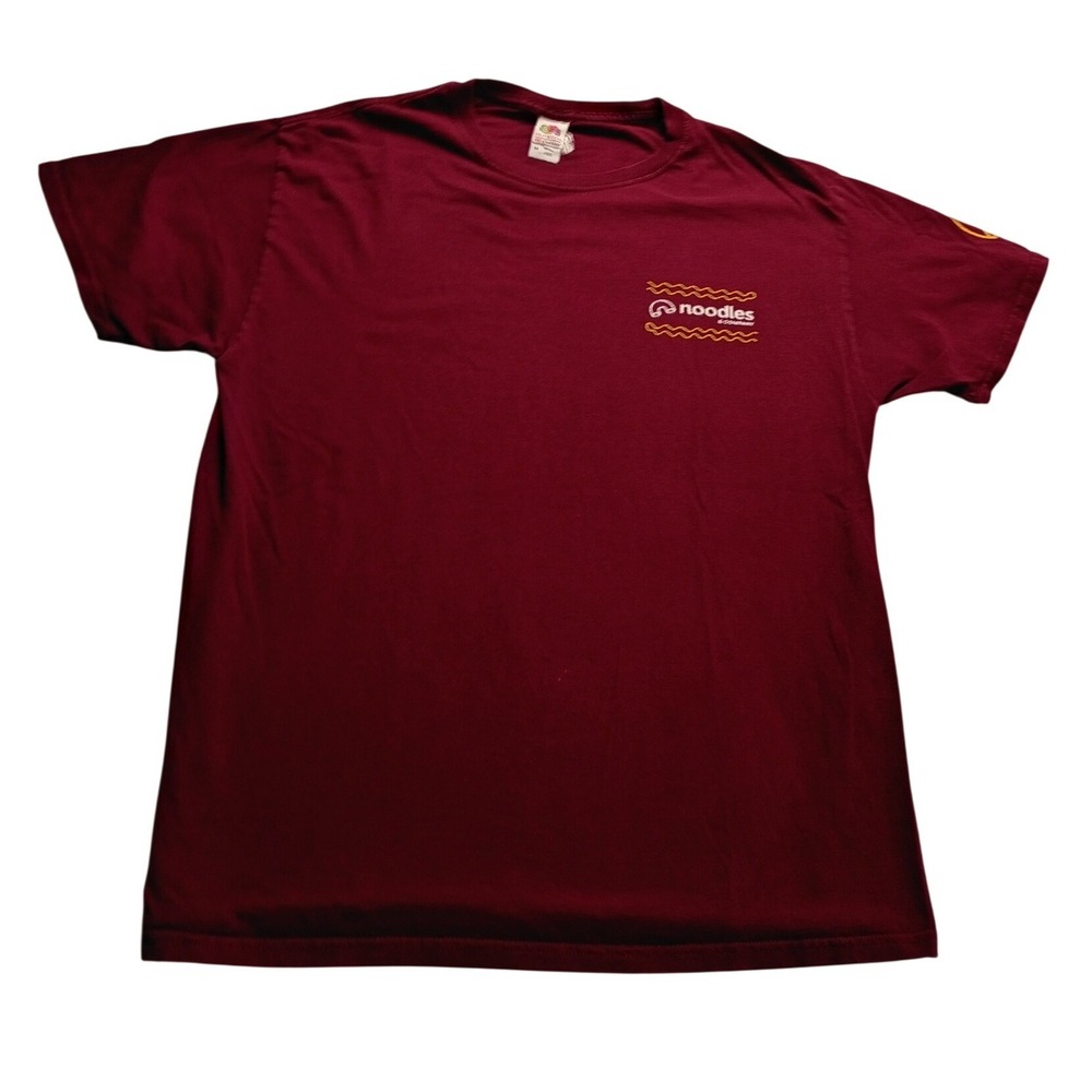 Fruit of the Loom T-Shirt Men's HD Cotton Noodles & Company Logo Medium Burgundy